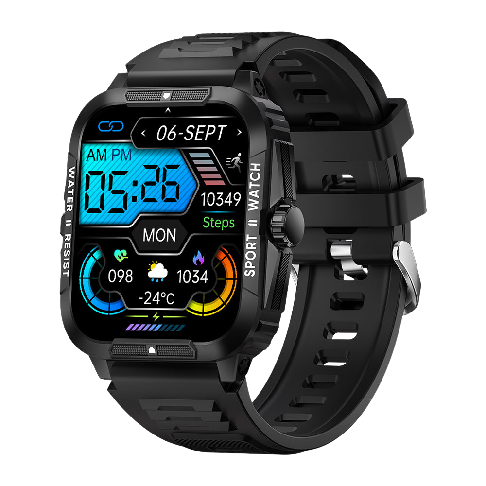 Chytré hodinky COLMI P76 1,96" pro venkovní sporty a fitness, 3ATM, vodotěsné, černé