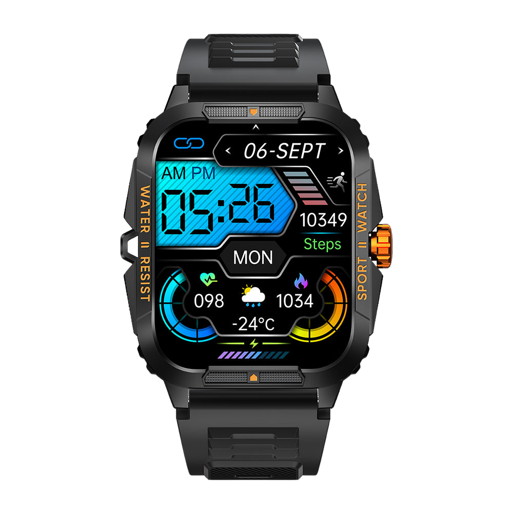 Chytré hodinky COLMI P76 1,96" pro venkovní sporty a fitness, 3ATM, vodotěsné, oranžová přední strana