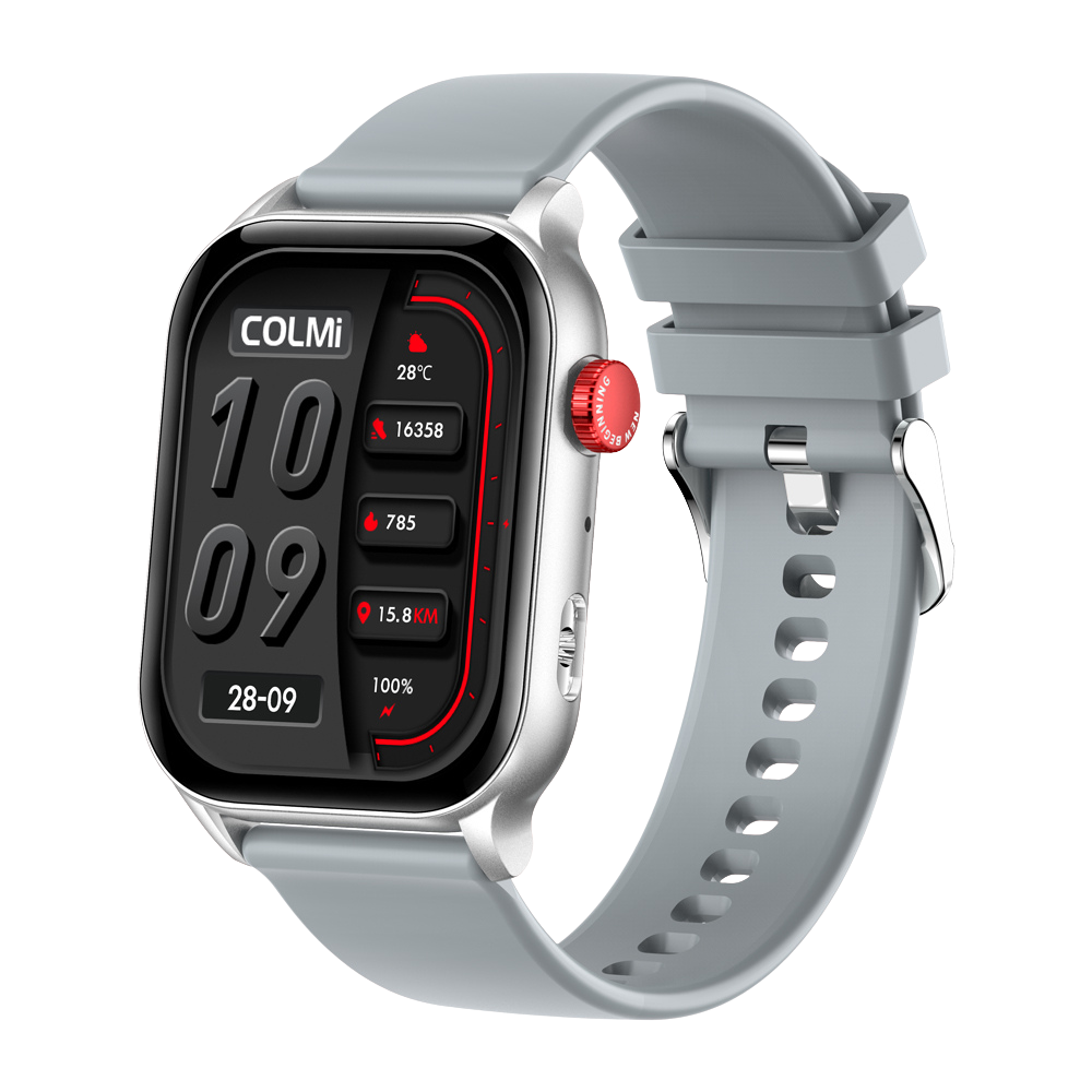 Chytré hodinky COLMI P78 1,96" pro venkovní sporty a fitness, 3ATM, vodotěsné, stříbrné