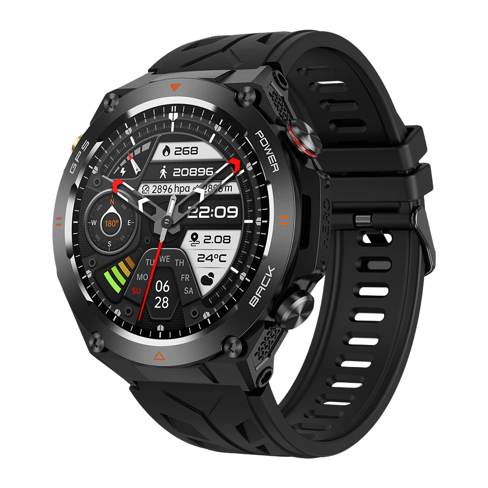 Chytré hodinky COLMI V75 GPS, odolné, venkovní, fitness tracker, černé
